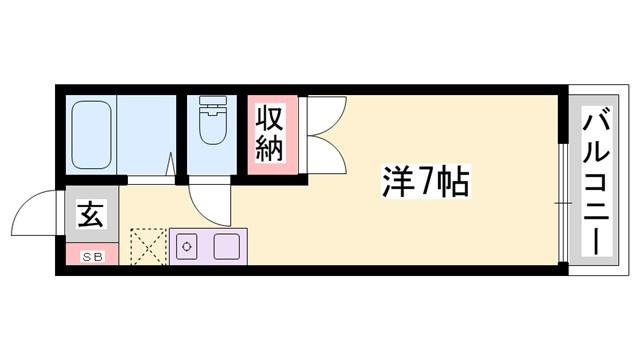 サニーハイツ新在家(ワンルーム/2階)の間取り写真