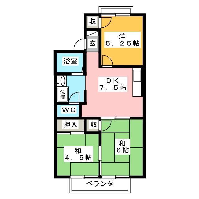 エクセルクマノ南(3DK/2階)の間取り写真