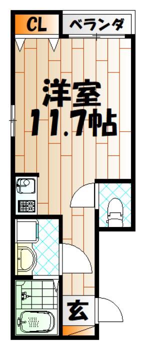 ライブリーアベニュー(ワンルーム/3階)の間取り写真