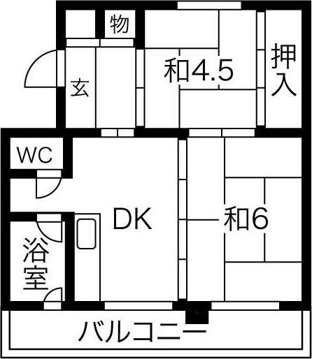 パークヒルズ真々地I(2DK/4階)の間取り写真