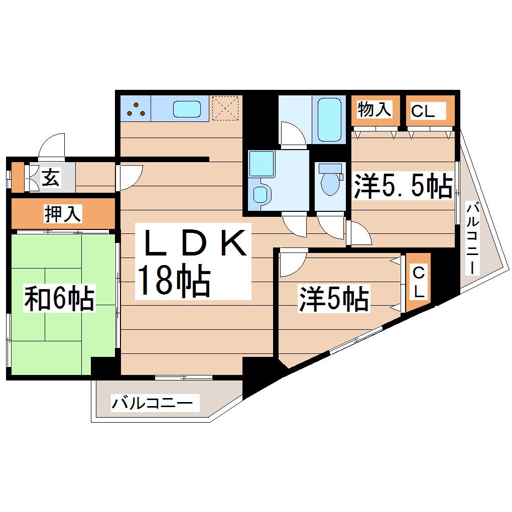 グリーンパーク小松島(3LDK/7階)の間取り写真