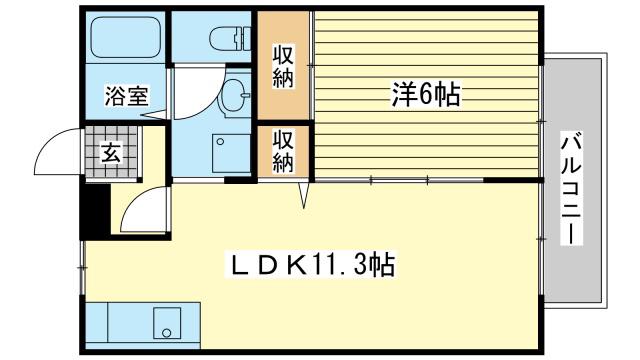 ドリームカム21 A棟(1LDK/2階)の間取り写真