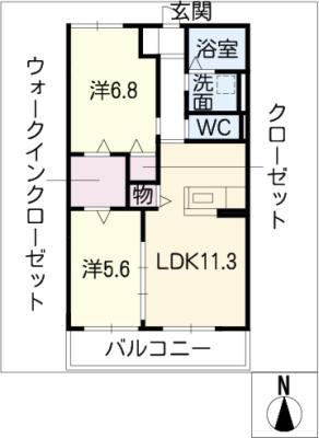 クレストM(2LDK/1階)の間取り写真