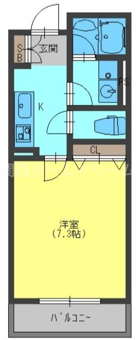 INOVE寝屋川大利町(1K/2階)の間取り写真