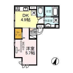 DIAMOND FUJI 88(1DK/2階)の間取り写真