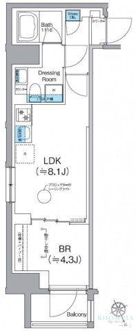 クレヴィアリグゼ日暮里根岸(1LDK/6階)の間取り写真