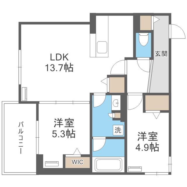 GRANDVALLEY 博多(2LDK/1階)の間取り写真