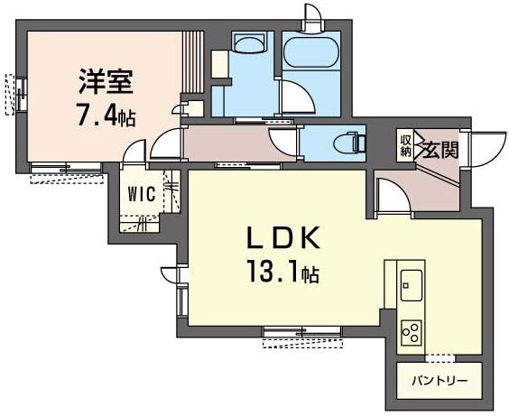 シーガイア桜山E(1LDK/1階)の間取り写真