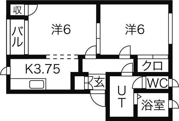 ルーチェB(2K/2階)の間取り写真