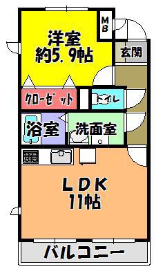 アミティエⅡ(1LDK/1階)の間取り写真