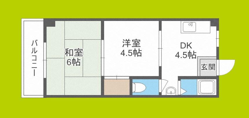 リアライズ北加賀屋(2DK/6階)の間取り写真