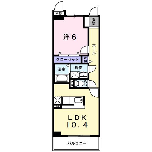 フローラムレーン(1LDK/1階)の間取り写真