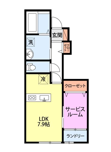 富塚町2丁目長屋アパート(1LDK/1階)の間取り写真