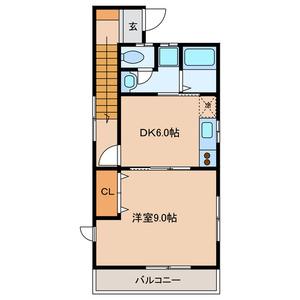 ウイングコート(1DK/2階)の間取り写真