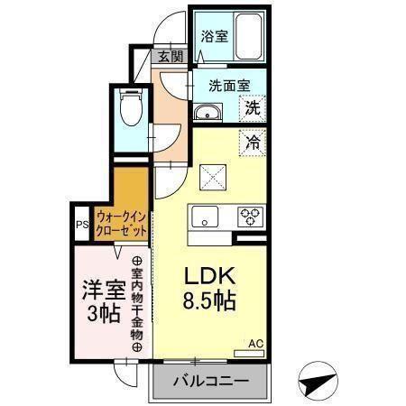 RAFFINE CEREZO(1LDK/1階)の間取り写真