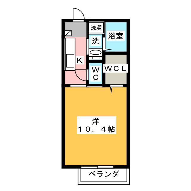 グリーンヒルズ D(1K/2階)の間取り写真