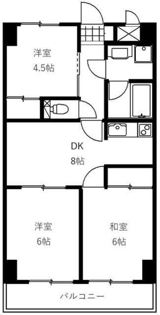 ルミエール(3DK/2階)の間取り写真