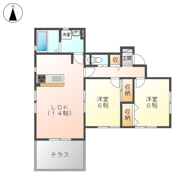プラテア大曽根(2LDK/1階)の間取り写真