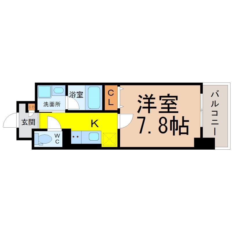 リヴシティ浅間町(1K/8階)の間取り写真