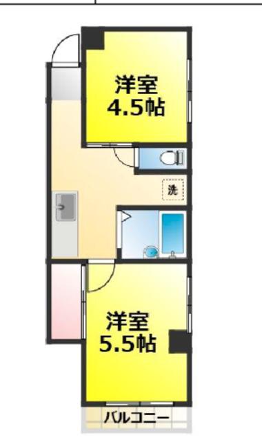 間宮ビル(2DK/2階)の間取り写真