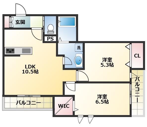 サクラリオ府中の森(2LDK/1階)の間取り写真