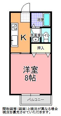 小室ハイツ A棟(1K/1階)の間取り写真