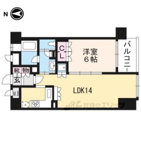 リーガル京都堀川五条通(1LDK/4階)の間取り写真