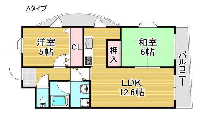 ペガサスII番館(2LDK/4階)の間取り写真