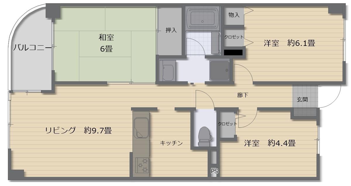 ナイスアーバン三ツ境(3LDK/7階)の間取り写真