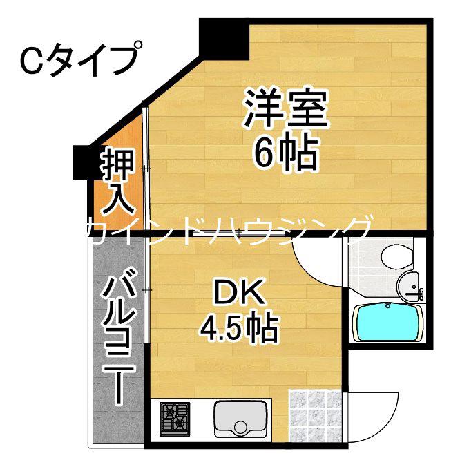 御崎ハイツ(1DK/4階)の間取り写真