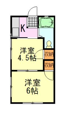 ル・ショコラ宮崎町(2K/1階)の間取り写真
