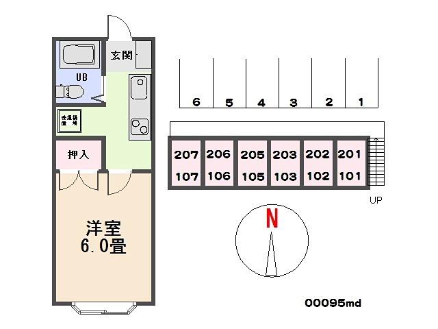 ハウディ陶冶I(1K/2階)の間取り写真