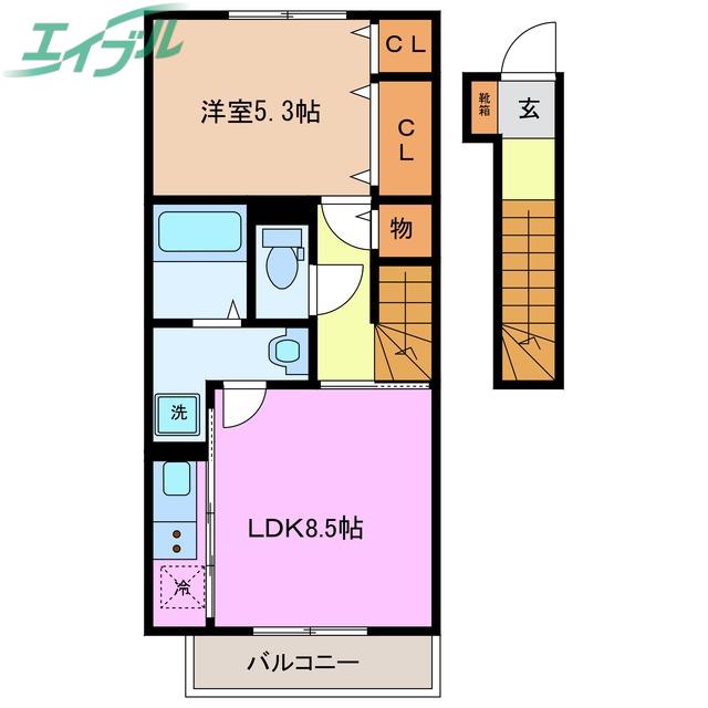 タウンコートII(1LDK/2階)の間取り写真
