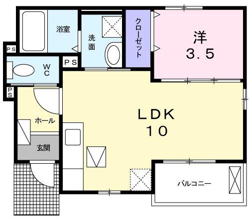 パルファン(1LDK/1階)の間取り写真