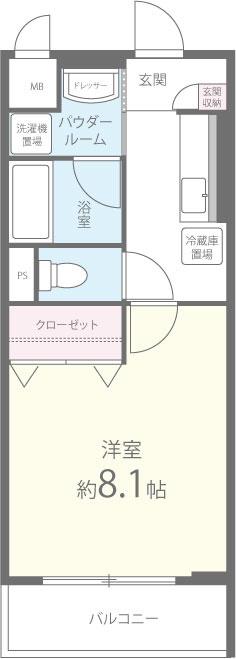 ビヤン ポート(1K/5階)の間取り写真