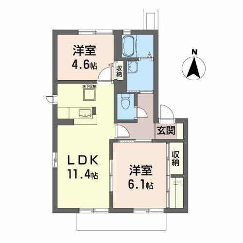 ディアコート名取C(2LDK/1階)の間取り写真