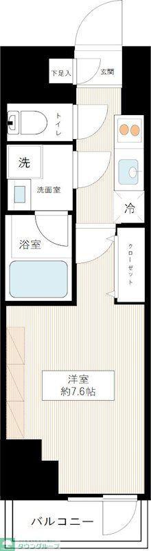 フュージョナル千住緑町(1K/9階)の間取り写真