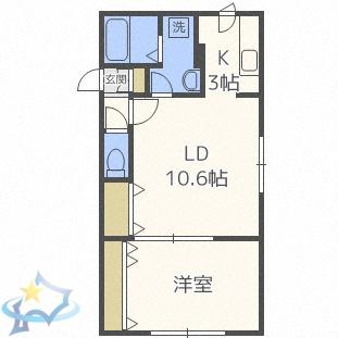 ルネッサンス円山くりの木(1LDK/2階)の間取り写真