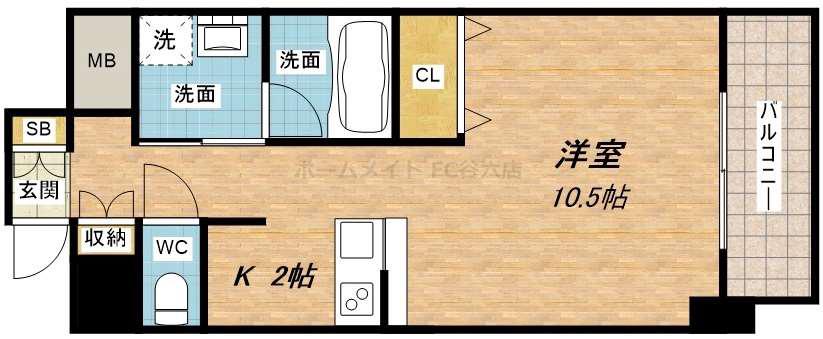 BRAVI上本町(1K/6階)の間取り写真