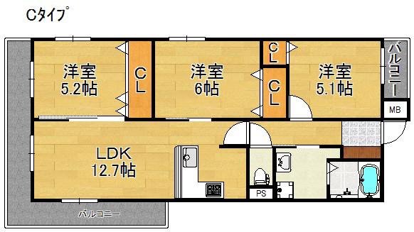 クリア・クレセント住之江(3LDK/9階)の間取り写真