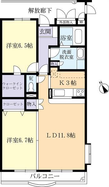 セントラルパレスI(2LDK/2階)の間取り写真