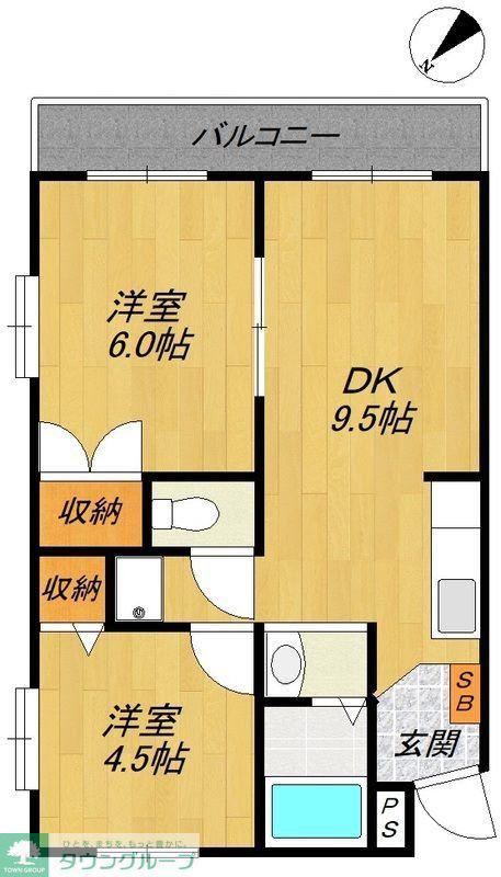 コージーコートA(2DK/1階)の間取り写真