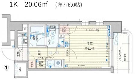 ソアブール池上(1K/7階)の間取り写真