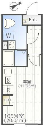 THE PARK EXIA 大崎(ワンルーム/1階)の間取り写真