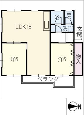 川口マンション(2LDK/3階)の間取り写真