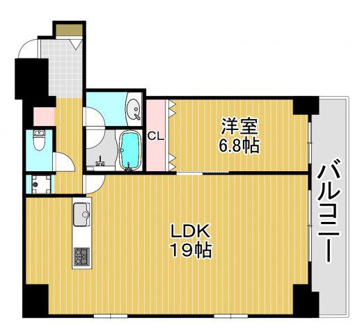 リバーサイドタワー中之島(1LDK/21階)の間取り写真