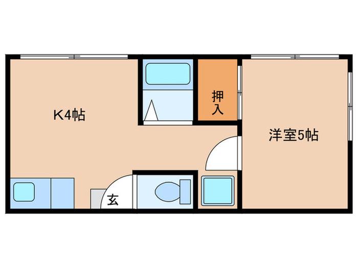 サンローズ小林(1K/4階)の間取り写真