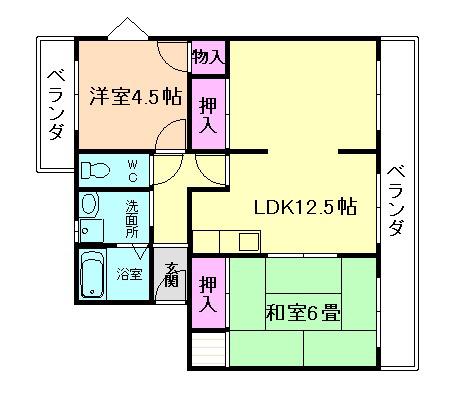 向山第一マンション(2LDK/2階)の間取り写真