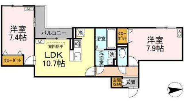 オルテンシア(2LDK/2階)の間取り写真