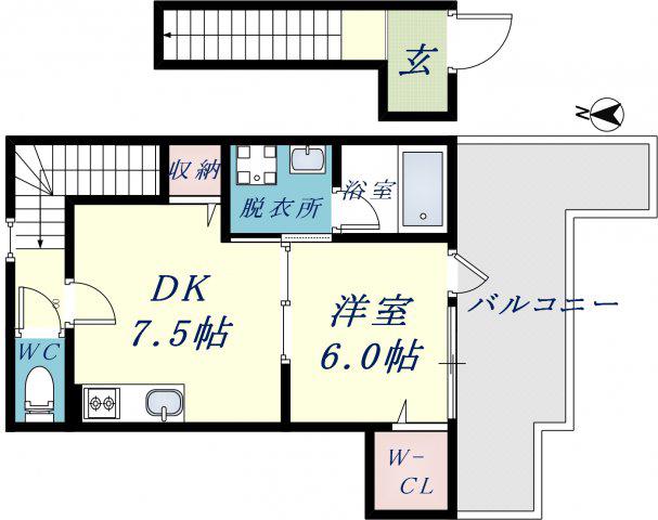 グランドソレイユ森河内(1DK/3階)の間取り写真
